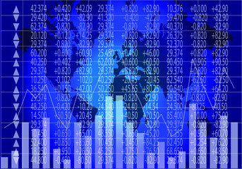 Stock quotes, stock chart and world map.