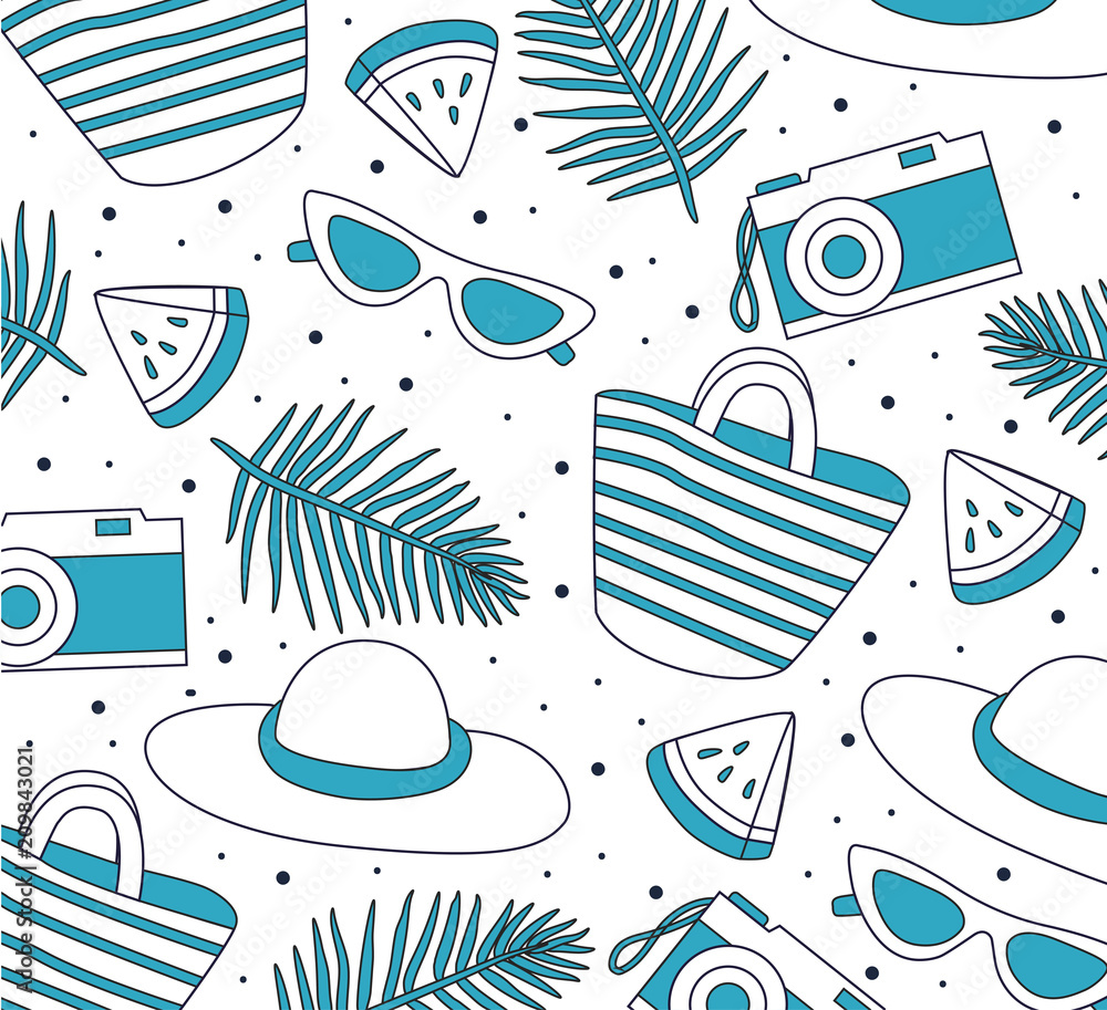 Aufkleber summer collection. set of summer icons and design elements. monochrome elements design. wrapping pap