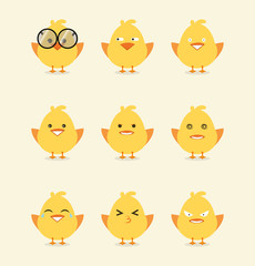 Fototapeta premium Emoticon collection of baby chick
