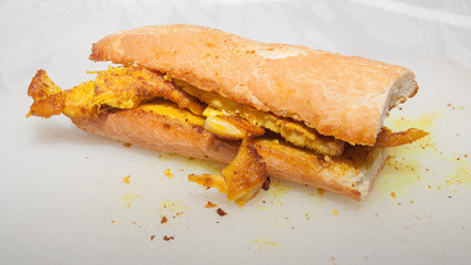Turmeric chicken breast sandwich.