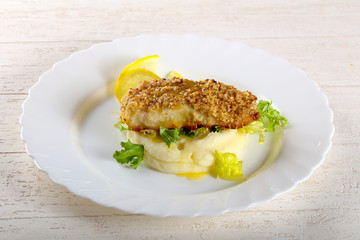Cod fish with mashed potato