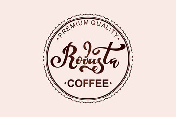 Robusta coffee logo. Vector illustration of handwritten lettering.