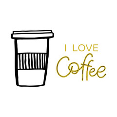 Cute coffee cup card. Perfect design for greeting cards, posters, T-shirts, banners, print invitations.