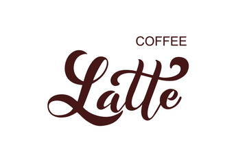 Coffee Latte. Handwritten lettering design elements.