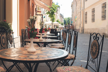 Old fashioned cafe terrace