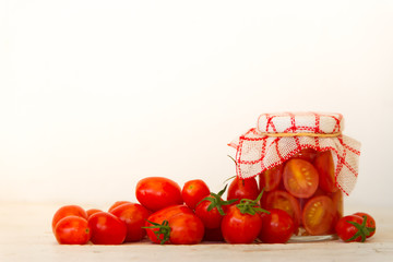 artisanal preparation of pickles of organic cherry tomatoes