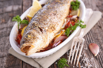 grilled fish and vegetable