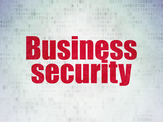 Security concept: Painted red word Business Security on Digital Data Paper background