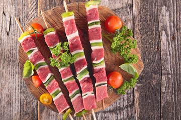 raw beef skewer