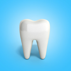 Whitening of human tooth 3d render on blue