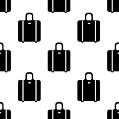 Seamless pattern with black suitcases on the white background.