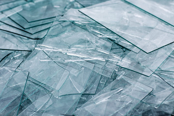 Detail of sharp broken pieces of glass