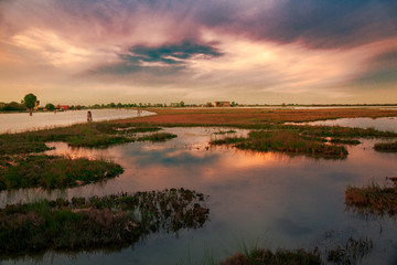 Venetian Lagoon at sunset