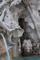 Rome, Piazza Navona, Fountain of the Four Rivers, realizes by the architect G.L. Bernini in 1651.View and details.