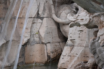 Rome, Piazza Navona, Fountain of the Four Rivers, realizes by the architect G.L. Bernini in...