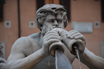 Rome,  piazza Navona, Fountain of the Moro, project by G.L Bernini and completed in 1654 by Antonio Mari. View and details.