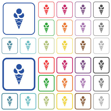 Ice cream outlined flat color icons