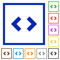 Script code flat framed icons