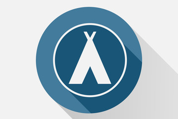 Icono azul de tienda de campaña. © Gabrieuskal