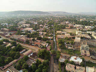 Fototapeta na wymiar Aerial Drone view of niarela Quizambougou Niger Bamako Mali