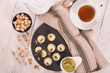 Pistachio truffles.