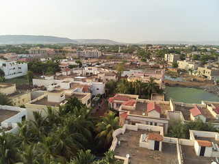 Aerial Drone view of niarela Quizambougou Niger Bamako Mali