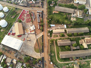 Aerial Drone view of niarela Quizambougou Niger Bamako Mali