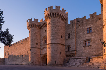Fototapeta na wymiar Medieval Castle of the Knights old town of Rhodes Island