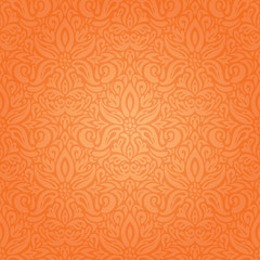 Floral Orange Retro style colorful wallpaper background design in vintage style