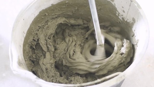 cement mortar preparation with mixer.