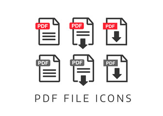 PDF File download icon. Document text, symbol web format information. Pdf icon