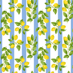 Lemon Striped Seamless Pattern