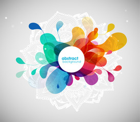 Abstract colored flower background with circles and mandala.