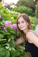 portrait of a girl in the garden, smiling portrait, beautiful portrait of a girl