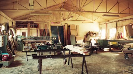An interior of carpentry workshop.