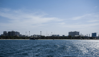 City landscape over the sea in kish island