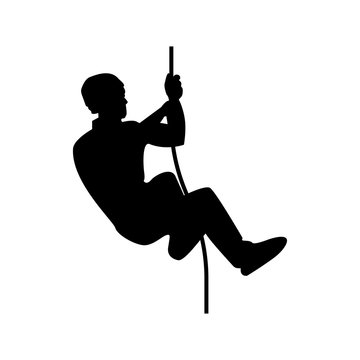 Rock Climber Icon Black Color Illustration Flat Style Simple Image