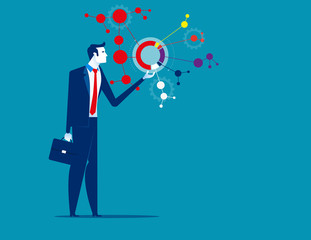 Leader with analyze of business. Concept business vector illustration. Flat character style, Cartoon business style, Intelligence, Management.