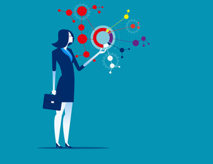 Leader with analyze of business. Concept business vector illustration. Flat character style, Cartoon business style, Intelligence, Management.