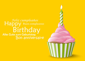Happy Birthday cupcake with candle