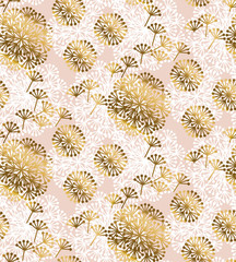 Rose gold concept dandelion seamless pattern