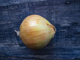 fresh onion on a wooden table