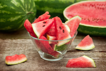 Cuts of watermelon in bowl