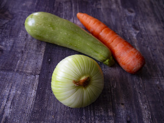 fresh vegetables on wooden table