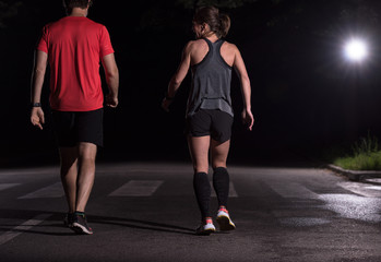 runners team on the night training