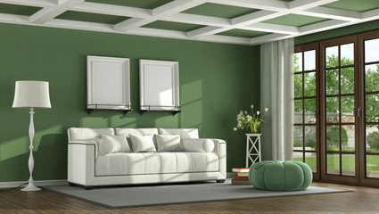 Green classic living room - obrazy, fototapety, plakaty