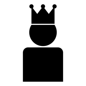 King in crown icon black color illustration flat style simple image