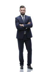 in full growth. businessman arms folded