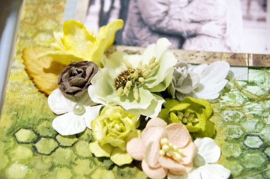 Photo of details of scrapbooking greeting card