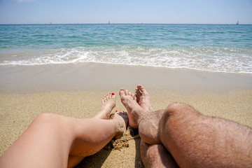 enjoying the beach together